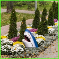 Shark Stake Double-Sided Land Shark Garden Figurines Decor Shark Head Sea Animal Yard Art Sculpture 