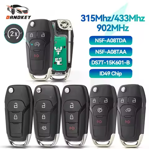 Dandkey 1pcs For Ford N5F-A08TAA/EB3T-15K601-BA/DS7T-15K601-B Ranger F150 2013-2018 ID49 Chip Remote