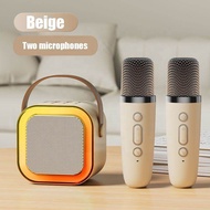 ของแท้ KINYOไมโครโฟนคู่ ลำโพงบลูทูธ rgb mini small wireless outdoor portable Karaoke speaker