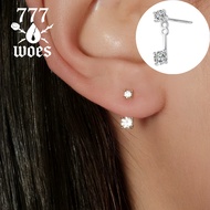 777woes S925 Silver Needle Earrings French Hollow Hanging Style Decorated With Two Cz Diamonds Luxur