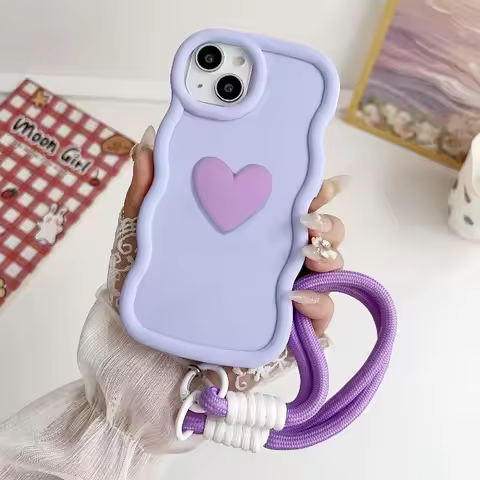 For Xiaomi POCO X7 Pro Case Redmi Turbo4 Phone Case On POCO X7Pro Cute Love Heart Hand Strap Wave Fr