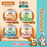 AEIOU😺 Nanovet Skin Coat Eye Tear Stain Pet Flea Tick Probiotic Chews For Cat Dog 45 120 Chews