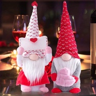 Vintend 2Pcs Hiasan Gnome Hari Valentine, Hiasan Gnome Valentine Buatan Tangan, Patung Gnome Berbulu
