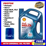 (FREE Bosch Proton Oil Filter) Shell Helix HX7 10W40 SN PLUS Semi Synthetic Engine Oil (4L) 10W-40 BLM / FLX / SAGA / PERSONA / GEN-2 / WAJA / PREVE / EXORA / WIRA