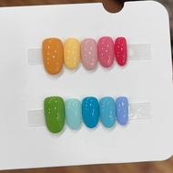 CHUBEISHI | Dopamine Colorful Nails White Enhancing Short Bean-Shaped Fake Nails