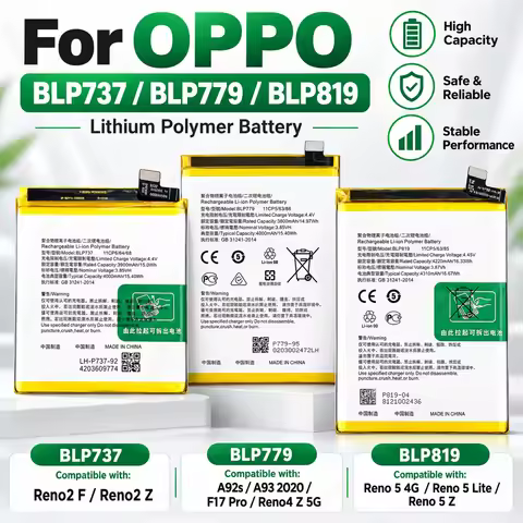 Replacement Phone Battery BLP819 BLP779 BLP737 BLP735 BLP717 For OPPO Reno 5 5Z 4Z 2F 2Z Reno Z 2 A9