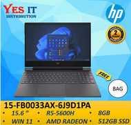 HP VICTUS 15-FB0033AX-6J9D19PA 15.6" GAMING LAPTOP (R5-5600H AMD RADEON 8GB 512GB SSD W11+2Y) FREE B