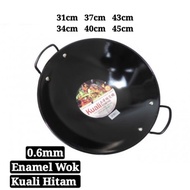 30cm - 45cm Double Handle Enamel Wok / Kuali Hitam