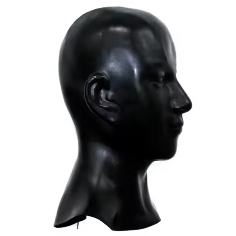 0.6mm Handmade Latex Rubber Hood Enclosed Latex Mask 3D Face Headgear with Back Zip for Men Women