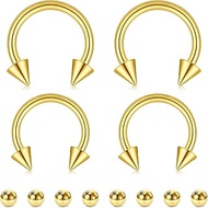 Pack of 4 Horseshoe Nose Piercing Ring, 20G Thin Surgical Steel Horseshoe Nose Piercing Ring Nose Li