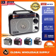 WIRATA Portable Radio 4 Band with AUX Function LT-Q1A Best Quality Sound FM Radio Kecil [Random Colo