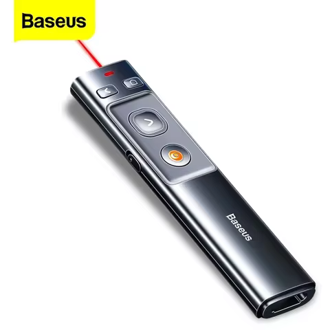 Baseus Wireless Presenter Pen 2.4Ghz USB C Adapter Handheld Remote Control Pointer Red Pen PPT Power