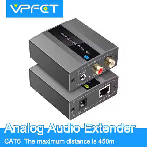 Analog Audio Extender RCA 3.5 mm Stereo Over Ethernet Single Cat5e/6/7 Cable up to 1475 Feet (450 m)