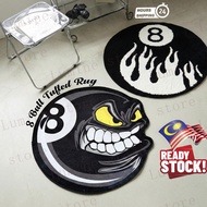 8 Ball Black Round Area Rugs, Soft Fluffy Black Patterned Carpet Bedroom Carpet, Non-Slip Bath Mat, 