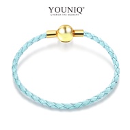 YOUNIQ Leather Charm Bracelet with Youniq Box Gold & Blue (16cm/18cm)