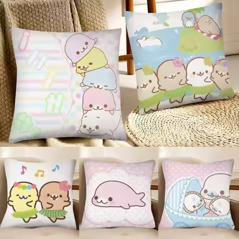 1pc Kawaii Mamegoma CUTE Pillow Case Fashion Square Pillowcase Bedroom Sofa Room Ins Decoration Leis