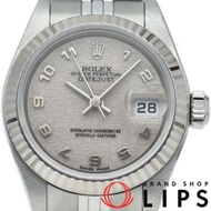 二手勞力士 Datejust 女士腕錶，電腦顯示錶盤，型號 79174(Y)，附原廠錶盒和保固卡，18K 白金/精鋼材材質，象牙色錶盤，拋光處理，2002 年產，成色極佳。