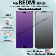 Redmi 7 / 7A / 8 / 8A / 9 / 9A / 9C / 9T / 10 / 10C / 10A Matte BlueRay Blue Light Clear Full Temper