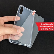 Samsung A50 tempered glass shockproof silicone case