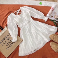 ĐẦM NỮ BÁNH BÈO PHỐI ĐAN DÂY SAU LƯNG XINH CỰC