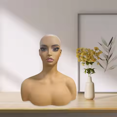 Female Wig Head Mannequin with Shoulders Wig Display Model for Wig Jewelry