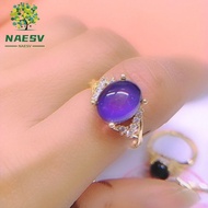 NAESV Retro Adjustable Mood Rings, Oval Fashion Changing Color Ring, Vintage Moon Stone Jewelry Temp