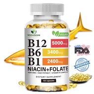 Vitamin B12 5000mcg + B6 + B1 + Niacin + Folate | Boost Energy & Stamina, Reduce Fatigue