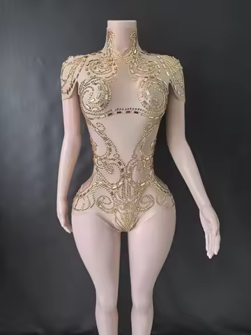 New Rhinestones Bodysuit Pole DancePerformance Clothing Party Rave Outfit Clubwear Stretch Drag Quee