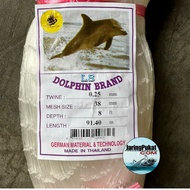 025MM X 38MM (1.1/2" Inch) X 8ft X 91.4Mtr Pukat Jaring Ikan/ Mata Tegak / Isi Kosong / Warna Putih/