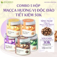 Combo 5 hộp Macca vị Ca Cao Caramel Capuchino Mật Ong Tomyum hộp 100gr