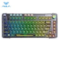 AULA F81 Transparent Mechanical Keyboard Wireless Hot-swap 3 Mode Keyboard Customsized RGB with Driv