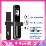 SINGGATE [Bundle] Face/Palm Recognition Digital Door Lock + Biometrics Metal Gate Lock | FR055 + FM021