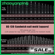 zhaoyanping Sandwich Dual Nail Forms 240pcs 15size Extensions-Dual Forms Coffin Almond Nail Forms To