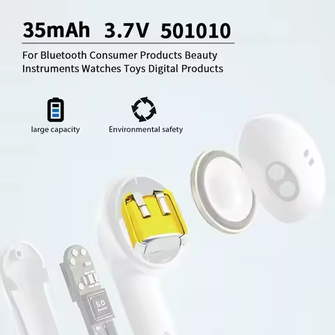 1-100pcs 501010 Lipo Rechargeable Polymer Lithium Batteries 501012 3.7V 35mAh Bluetooth Batteries fo