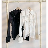 [Dream Weaver Shirt] lolita Gothic Black White Two-Color Narrow-Waisted Shirt Autumn lolita