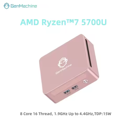 GenMachine Mini PC AMD R7 5700U Windows 11 Ryzen 4.4GHz DDR4 16GB DDR4 512GB PCIe 3.0 Wifi6 pc gamer