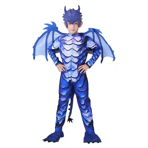 Sydanne New Kids Frost Dragon Knight Jumpsuit Mask Suit Cosplay Costume Boys Dinosaur Performance Co