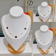 Luxury 4-leaf clover valve necklace mixed with stones