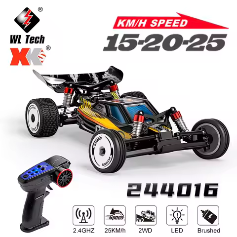 WLToys 1/24 RC Racing Car 244016 2WD 15-20-25KM/h 50M Distance 2.4Ghz Electric Remote Control Model 