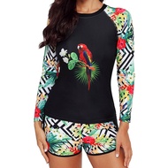 Surf Swimsuit Women Long Sleeve 2021 Rushguard Swimwear Female With Shorts Two Piece Bathing Suit Beachwear XXXL