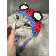 Crocheted spiderman hat for cats/mayday cat beanie