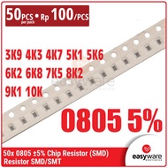 [50 PCS] Resistor 0805 3K9 4K3 4K7 5K1 5K6 6K2 6K8 7K5 8K2 9K1 10K Chip Resistor SMD 0805 5% 3.9K Oh