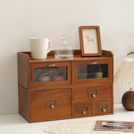 She Shelf Cosmetic Drawer Anti-dust Storage Rack Retro Desktop Solid Wood Transparent Window Storage