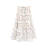 BNKBRAND LAYER SKIRT กระโปรงยาวเลเยอร์ผ้าลูกไม้ ดีเทลเชือกปรับระดับ (สินค้าพรีออเดอร์บางไซส์และสี)