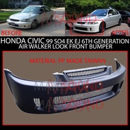 HONDA CIVIC 1999-2000 SO4 EJ EK EK9 6th Generation TYPE R AIRWALKER AIR WALKER LOOK FRONT BUMPER MATERIAL PP