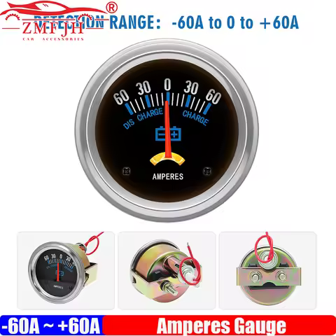 ZMFJH -60A~+60A Amper Gauge 2" 52MM Ammeter Meter for Universal Agricultural Machinery Car Automobil