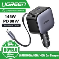 UGREEN 60W/90W/145W Car Charger With USB C Cable USB-C Retractable Fast Charge Car Charger