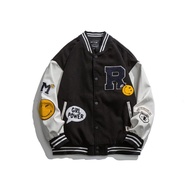 R Smile Baseball Jacket Size MLXL Varsity Women's Baseball Jacket Oversize Women's Jacket