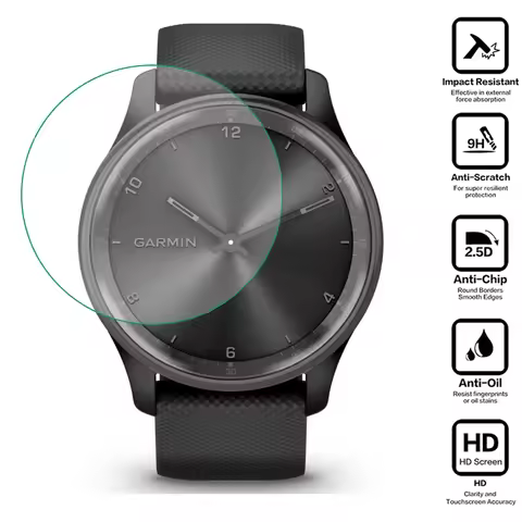 Hard Tempered Glass Clear Protective Film For Garmin Vivomove Trend Smartwatch Screen Protector Cove