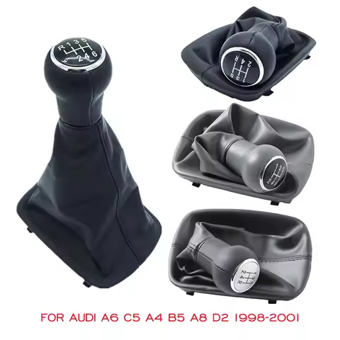 5/6 Speed Car Manual Gear Shift Knob Shifter Level Gaiter Boot Cover For Audi A6 C5 A4 B5 A8 D2 1998